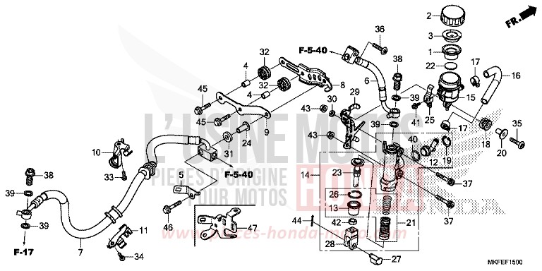 REAR BRAKE MASTER CYLINDER de CBR1000RR SP SP1 SP2 GRAND PRIX RED (R380X) 2019